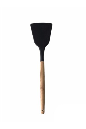 Silikon Bambu 6 Parça Spatula Servis Kaşık Kepçe Kevgir Fırça Bambu Kaşık Takımı Seti ZUBA-SILIKON-SERVIS9LU - 8