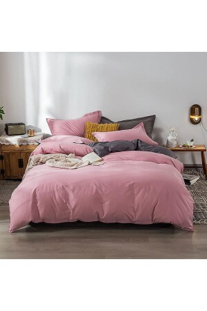 Simena Dusty Rose, leicht zu bügelndes doppelseitiges Doppelbett-Bettbezug-Set, 200 x 220, 100 % Baumwolle 200. 18. 01. 06871534 - 4