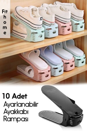 Siyah 10 Adet Ayakkabılık Düzenleyici Ayakkabı Rampası Ayakkabılık Organizeri 10 Parça Plastik - 2