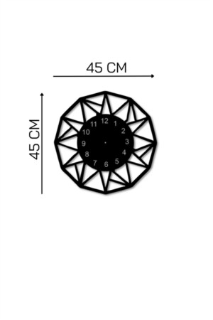 Siyah Ahşap 12 Kenarlı Duvar Saati - Salon Oturma Odası Ofis Için 45x45 Cm Duvar Dekoru NT0B10943 - 6