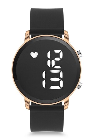 Siyah-altın Silikon Kordonlu Led Watch Kadın Erkek Kol Saati ÇENÇEN0200009 - 1