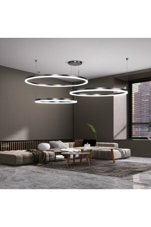 Siyah Çember Ø40,60,80cm Led Lamba,yuvarlak Sarkıt Avize,modern Aydınlatma,dekoratif 3 Işık Rengi CL30041-3 - 1