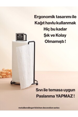 Siyah Kağıt Havluluk Ergonomik Tasarım Modern Mutfak Sofra Aksesuarı Paslanmaz Kaplama Peçetelik - 4