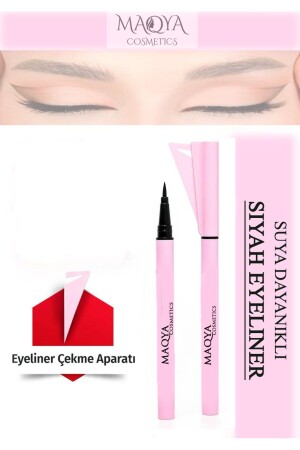 Siyah Kalem Eyeliner Suya Dayanıklı Eyeliner Çekme Aparatlı - Black Pen Eyelıner Waterprof - 3