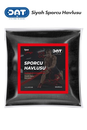 Siyah Sporcu Spor Antreman Havlusu Gym Fitness Plates Boks Tenis Spor Havlusu %100 Pamuk 50 X 90 Cm SPORCU-HAVLUSU-001 - 1