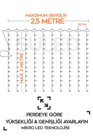 Sl-1002 Perde Led Kumandalı 8 Mod Ambiyans 2-5x3 Metre Ayarlabilir Dekor Mikro Led Işık Perde - 9