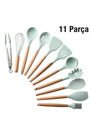 Slikon 11'li Kepçe Seti Isıya Dayanıklı; Kepçe-çırpıcı-makarna Kepçesi- Spatula Standlı Servis Seti TX11PCSRVS03 - 6