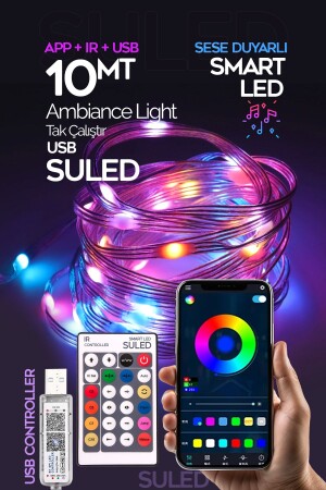 Smart Strip LED der neuen Generation, 10 Meter, Bluetooth-TV, klangempfindlich, USB-betrieben, telefongesteuerter Effekt - 2