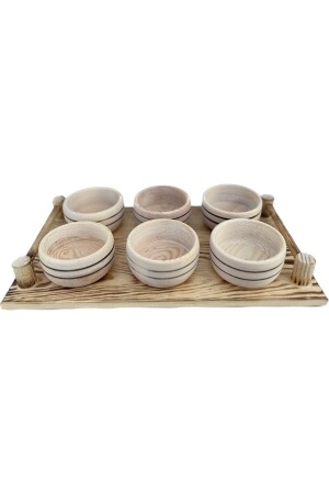 Snackschale aus Kiefernholz – Set mit 6 Schalen und 1 Tablett UC001 - 2