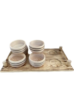 Snackschale aus Kiefernholz – Set mit 6 Schalen und 1 Tablett UC001 - 4