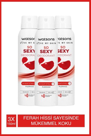 So Sexy Deodorant 24 Saat Etkili Pudrasız Sprey 150 ml 3 Adet - 1