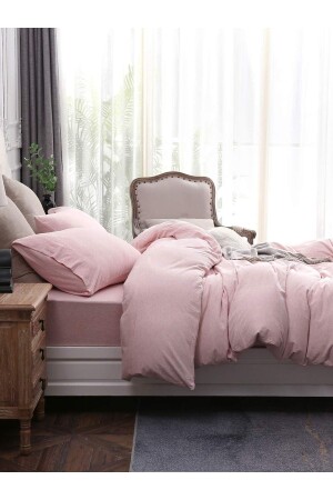 Soft Pink Tek Kişilik Çarşafı Lastikli Pamuk Nevresim Takımı G115t015 - 3