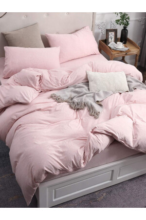 Soft Pink Tek Kişilik Çarşafı Lastikli Pamuk Nevresim Takımı G115t015 - 6