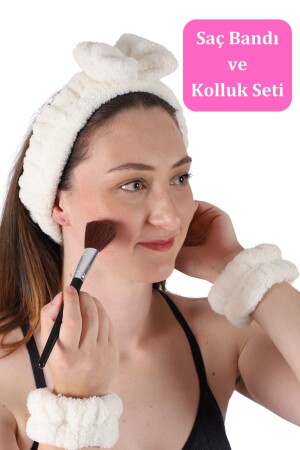 Soft Saç Bandı Ve Bileklik Makyaj Uygulama Seti Krem - 2