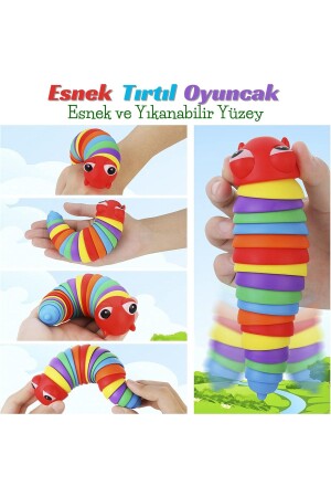 Söktak Eğlenceli- Stres ve Anksiyete giderici Montessori Zeka Eğitici Renkli Tırtıl Oyuncağı - 4