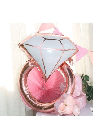 Solitärring, Roségoldfarben, Diamant-Folienballon, Bachelorette-Party, zukünftige Braut, 80 x 58 cm - 2