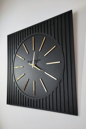 - Sonderdesign-Wanduhr der Lines Effects-Serie – Schwarz und Gold – 50 x 50 cm 012021LEM - 2