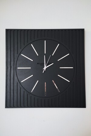 - Sonderdesign-Wanduhr der Lines Effects-Serie – Schwarz und Silber – 50 x 50 cm 012021LEM - 4