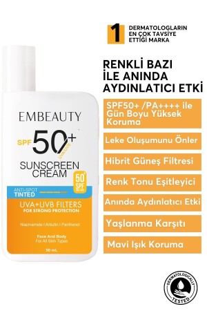 Sonnencreme mit 50 LSF, ausgleichend, aufhellend, gegen dunkle Flecken und Farb-Concealer. Eigenschaften: 50 ml - 2