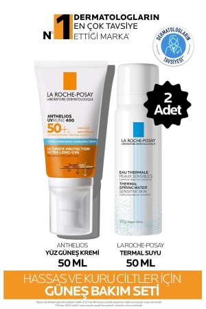 Sonnenpflegeset für empfindliche und trockene Haut: Anthelios Gesichts-Sonnencreme 50 ml und Thermalwasser 50 ml - 2