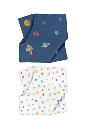 Space Planet Baumwoll-Musselin-Bezugsset (90 x 90 cm, 2 Stück) BABYMUSLIN1010 - 4