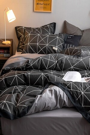 Spannbettlaken-Bettbezug-Set für Einzelbett, geometrischer Regen - 1