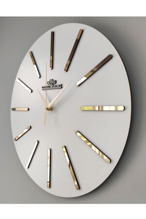 Spezielle dekorative verspiegelte Wanduhr in Weiß und Gold mit geräuschlosem Mechanismus, 37 x 37 cm - 6