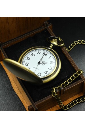 Spezielle Taschenuhr mit Holzbox und Kette zum Vatertag A152655 - 5