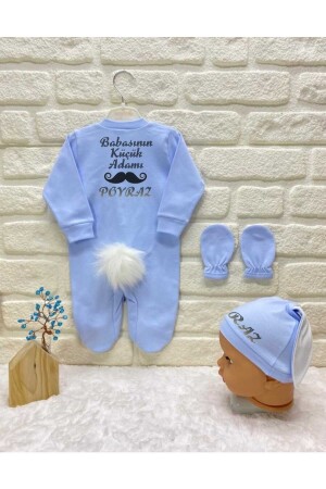 Spezielles blaues Kaninchen-Overall-Set für Babys für den Vater, namenspezifisches Set zur Entlassung aus dem Krankenhaus, 43680898 - 4