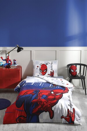 Spiderman Blue Single Disney lizenziertes elastisches Spannbettlaken-Kinderbettbezug-Set PR-EVTEKSTILI-58050501327 - 1