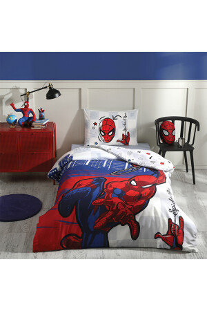 Spiderman Blue Single Disney lizenziertes elastisches Spannbettlaken-Kinderbettbezug-Set PR-EVTEKSTILI-58050501327 - 5