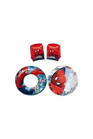 Spiderman lizenziertes Schwimmset, Pool, Seeball, Armmanschette, Bagel, Spiderman-Armmanschette, Bagelball-Set - 2