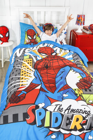 Spiderman New York Tek Kişilik Disney Lisanslı Lastikli Fitted Çarşaf Çocuk Nevresim Takımı PR-12617108 - 7