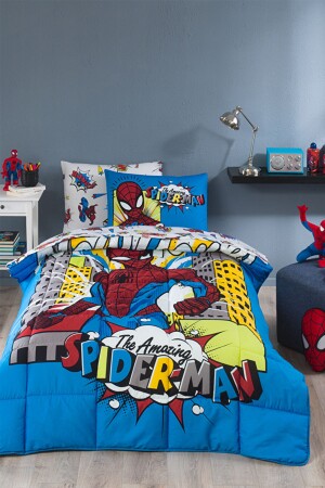 Spiderman New York Tek Kişilik Disney Lisanslı Lastikli Fitted Çarşaf Çocuk Uyku Seti EVTEKSTILI-525643 - 2