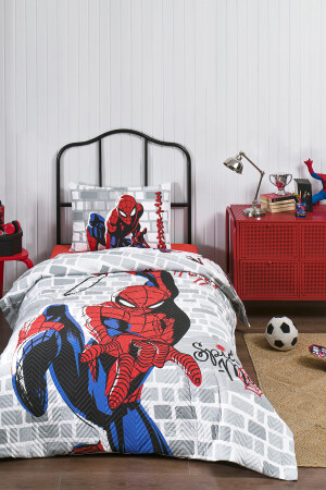 Spiderman Super Hero Einzel-Steppbettbezug-Set Komplettset 4 Jahreszeiten Verwendung Özdilek Spiderman Super Hero - 5