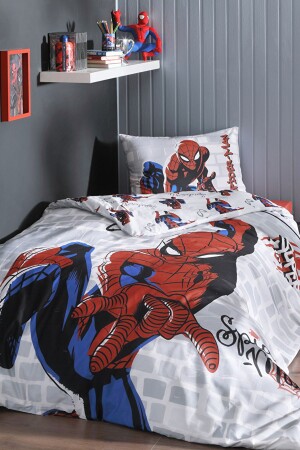 Spiderman Super Hero Single Disney lizenziertes elastisches Spannbettlaken Kinder-Bettbezug-Set PR-EVTEKSTILI-55304201327 - 1