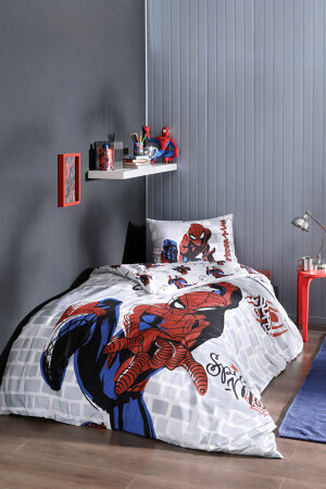 Spiderman Super Hero Single Disney lizenziertes elastisches Spannbettlaken Kinder-Bettbezug-Set PR-EVTEKSTILI-55304201327 - 4