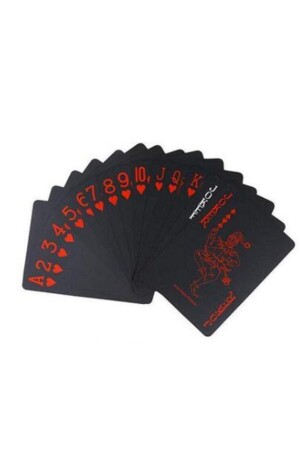 Spielkartendeck, Spielkarten, wasserfest, PVC, glänzend, schwarz, rot, 8–7 cm x 5–7 cm, 54 Stück - 4