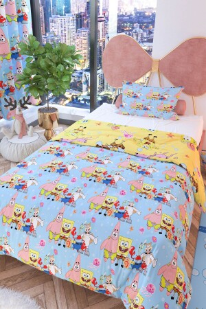 Sponge Bob Doppelseitiges Kinder-Bettbezug-Set aus Polycotton - 3