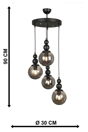 Sportlicher schwarzer Kronleuchter aus 4-teiligem Rauchglas - 3