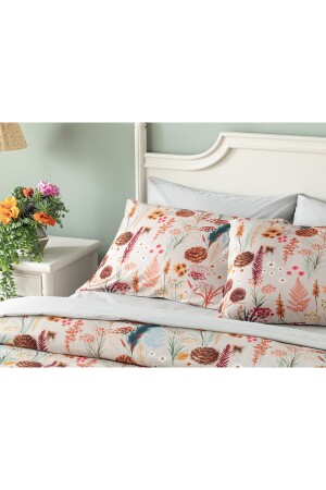 Spring Time Einzelbettbezug-Set aus weicher Baumwolle mit Digitaldruck, 160 x 220 cm, Beige TYCMT4EV6N168555239258278 - 4