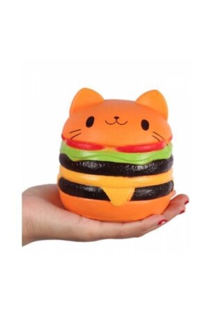 Squishy Büyük Boy Hamburger Sık Bırak Oyuncak Sukuşi Oyuncak Hamburger Yükseklik 9 cm Anahtarlıkla - 2