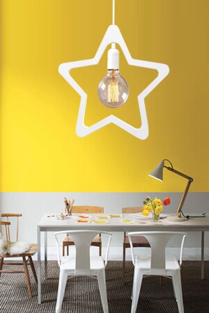 Star Star Kinderzimmer Holz Kronleuchter dekorative Hängelampe moderne rustikale Lampe WEISS - 5