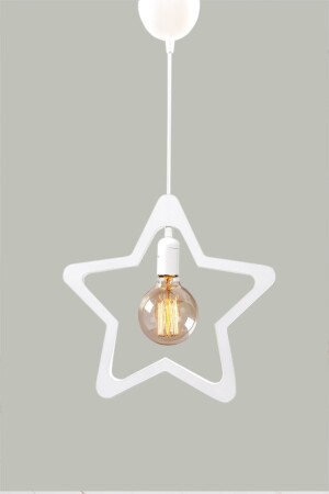 Star Star Kinderzimmer Holz Kronleuchter dekorative Hängelampe moderne rustikale Lampe WEISS - 7