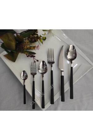 Stayle 36-teiliges Gabel-Löffel-Set aus schwarzem Stahl CMDBFMG05 - 2