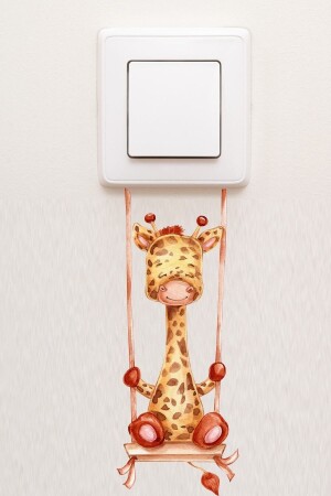 - Steckdose – Giraffe auf der Schaukel, dekorativer Steckdosenaufkleber für das Kinderzimmer – Sim778 - 2