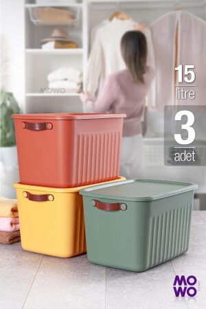 Storage Box Mix 15 Lt Çok Amaçlı Düzenleyici Kapaklı Kutu, Dekoratif Saklama Kutusu, Organizer MOWO-03-013-3 - 3