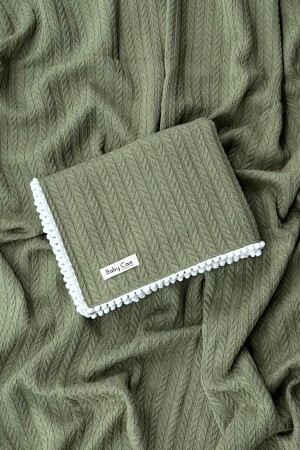 Strickmuster Baby-Pique-Babydecke aus Bio-Baumwolle Khaki 100x120 cm CAİS14202753 - 1