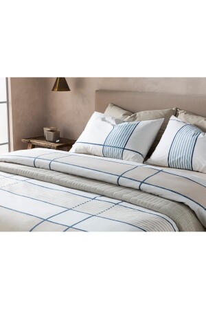 Strukturierte Linien, leicht zu bügeln, Doppelbett-Bettbezug-Set, 200 x 220 cm, Beige, 10039227 - 5