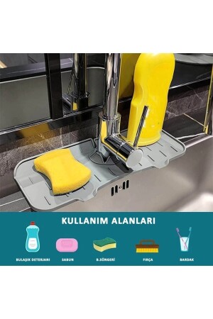 Su Tutucu Musluk Matı mutfak Ve Banyo Için Koruyucu Lavabo Musluk Ve Batarya Matı Gri - 7